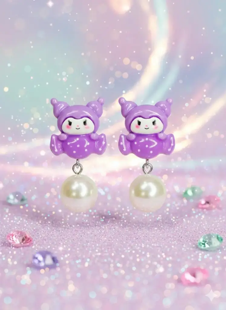 Cute Purple Rebel Squish Kuromi Cartoon Earring