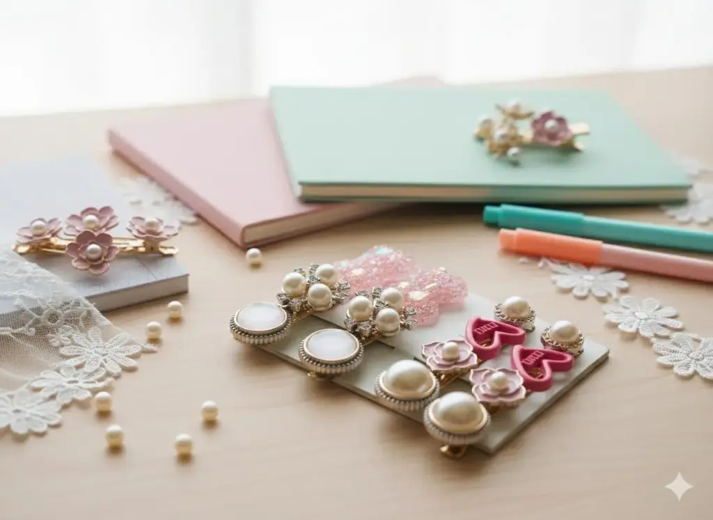 Elegant Pearl & Floral Hair Clip Set Of 2