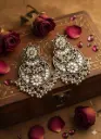 Antique Silver Floral Chandbali Earring