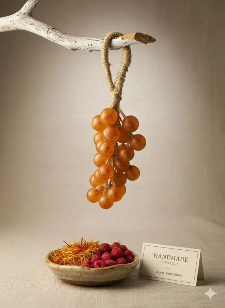 Golden Kesar Fragrance Grape Handmade Soap | Artisan Hanging Soap