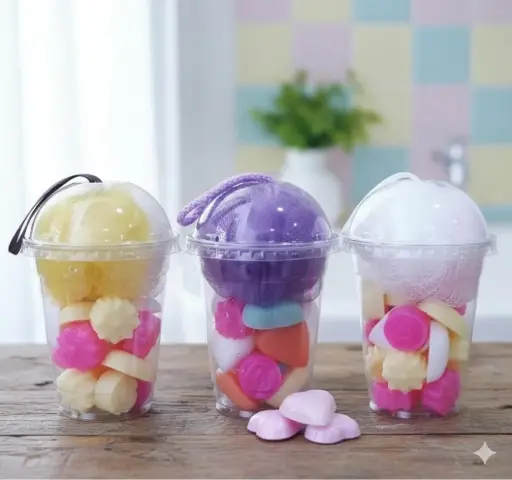 Luxury Handmade Soap Gift Cup | Colorful Bath Care Combo